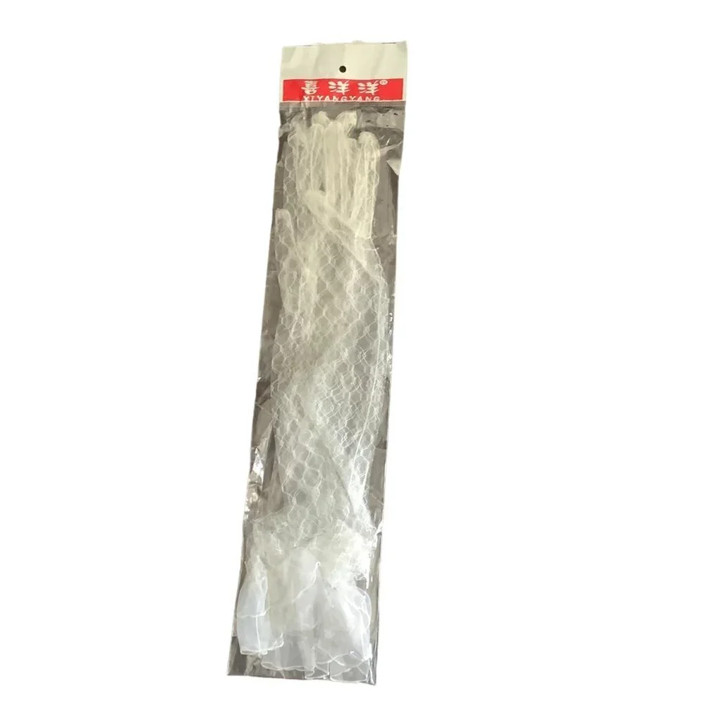 Xiyangyang Kumeng Gathered‎ Finger Lace Sequin Gloves White Bridal Costume